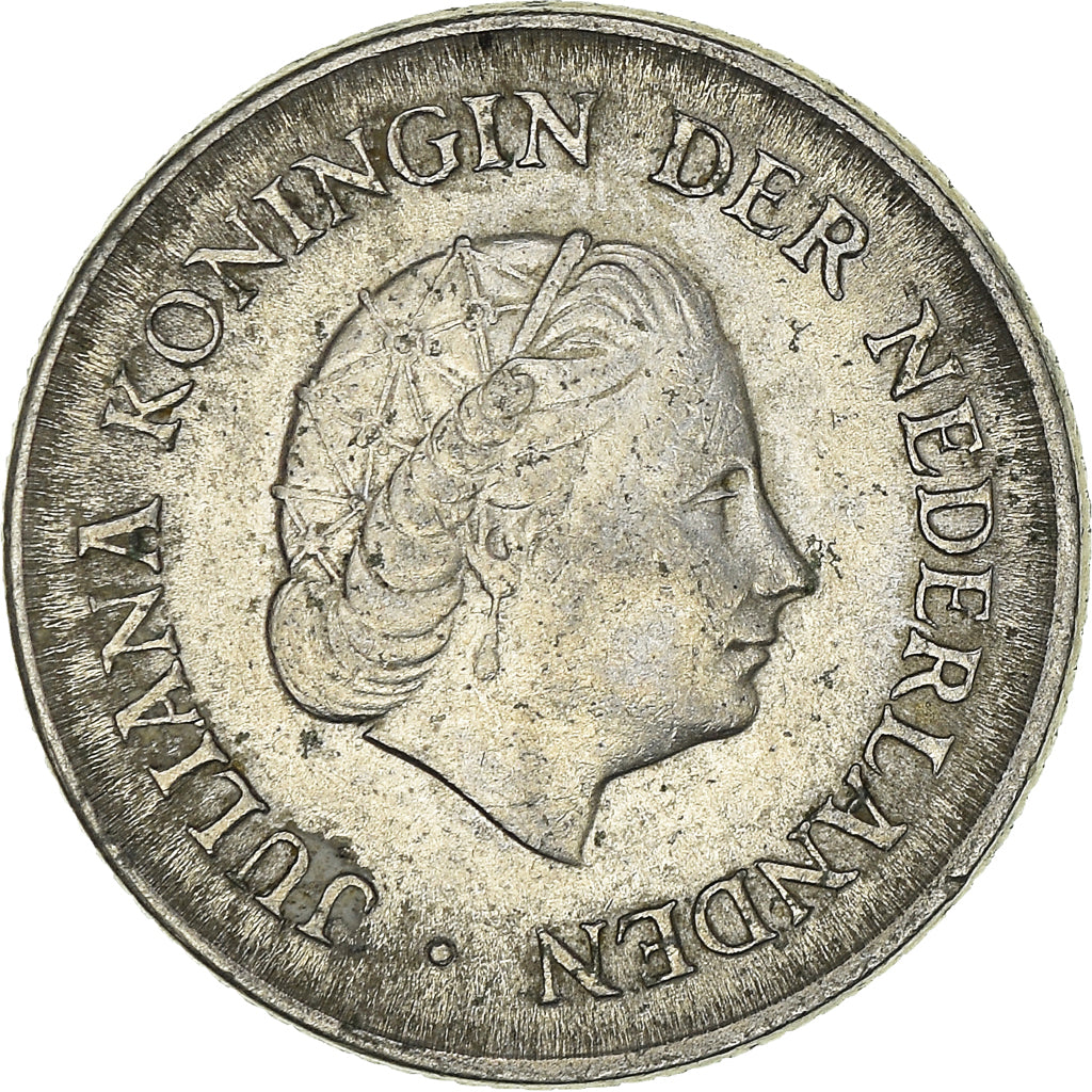 Coin, Netherlands, Juliana, 25 Cents, 1966, EF(40-45), Nickel, KM:183