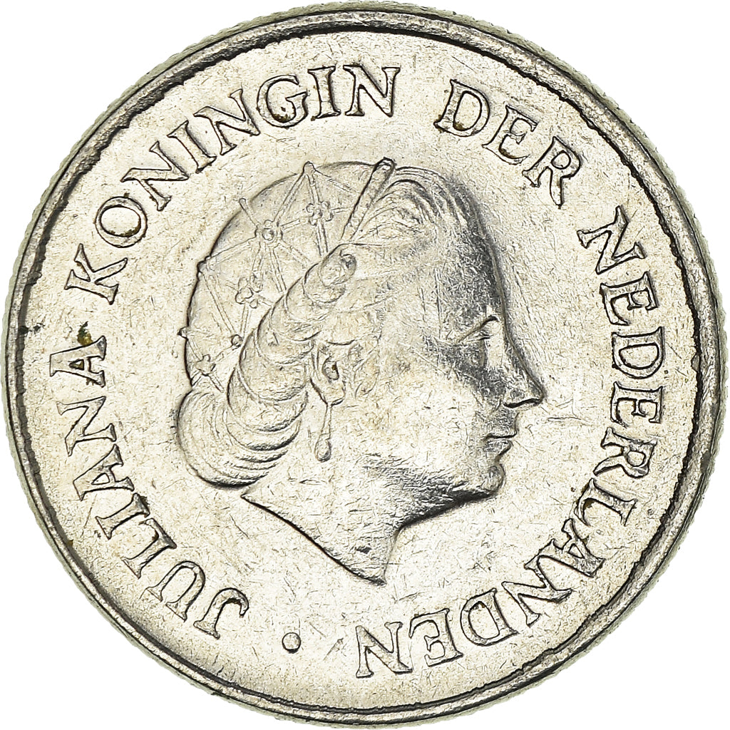 Coin, Netherlands, Juliana, 25 Cents, 1977, EF(40-45), Nickel, KM:183