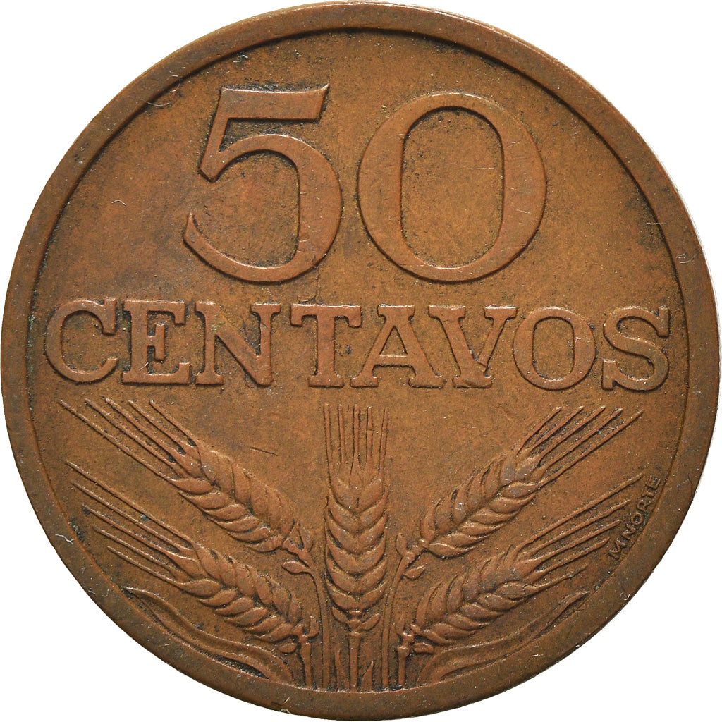 Coin, Portugal, 50 Centavos, 1970, EF(40-45), Bronze, KM:596