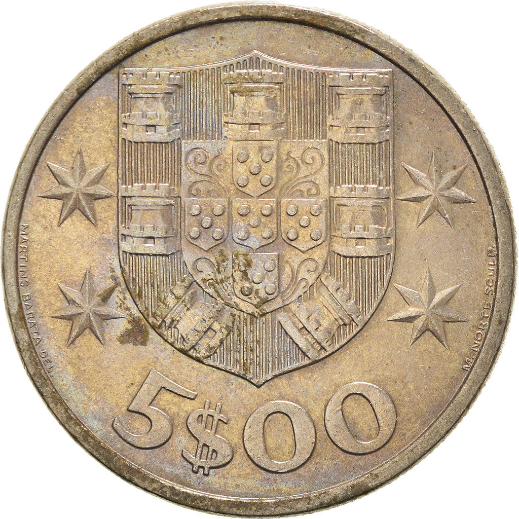 Moneta, Portogallo, 5 Escudos, 1985, BB+, Rame-nichel, KM:591