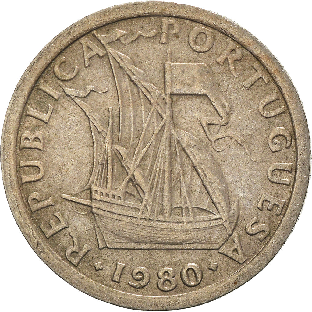 Moneda, Portugal, 2-1/2 Escudos, 1980, MBC, Cobre - níquel, KM:590