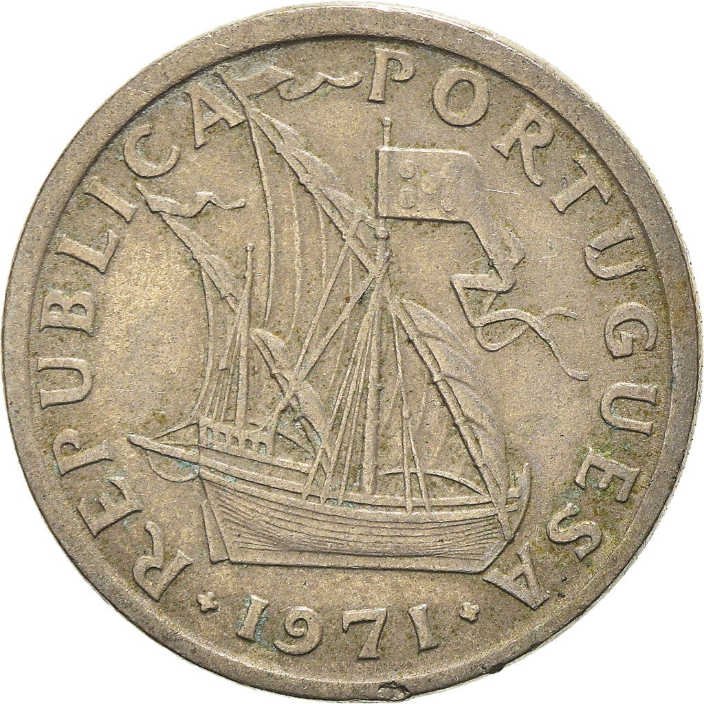 Coin, Portugal, 2-1/2 Escudos, 1971, VF(30-35), Copper-nickel, KM:590