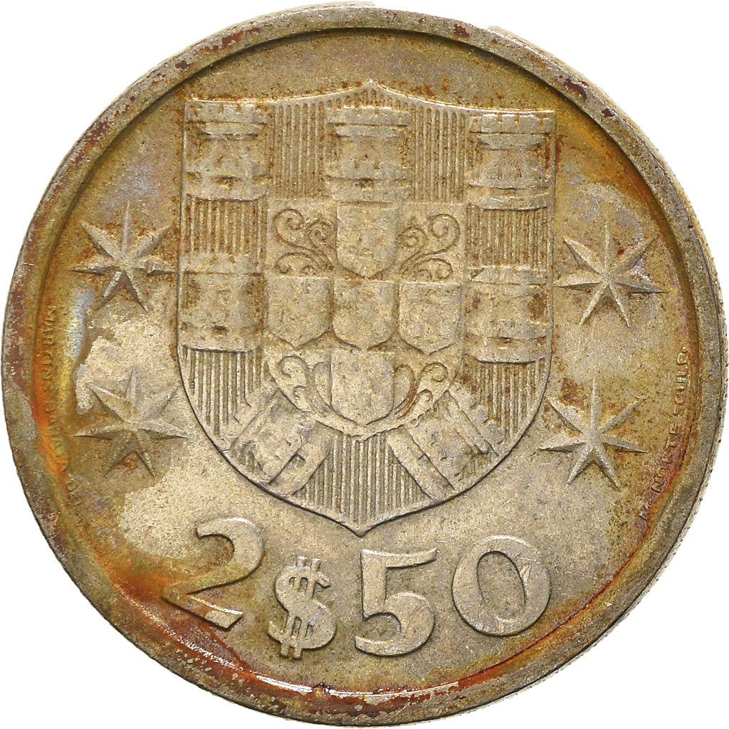 Coin, Portugal, 2-1/2 Escudos, 1971, VF(30-35), Copper-nickel, KM:590