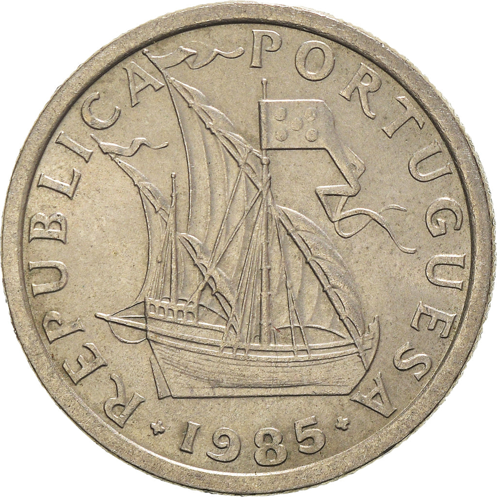 Moneta, Portugal, 2-1/2 Escudos, 1985, AU(55-58), Miedź-Nikiel, KM:590