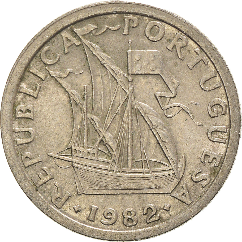 Coin, Portugal, 2-1/2 Escudos, 1982, EF(40-45), Copper-nickel, KM:590