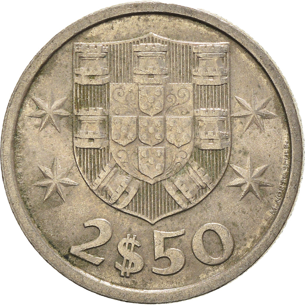 Coin, Portugal, 2-1/2 Escudos, 1982, EF(40-45), Copper-nickel, KM:590