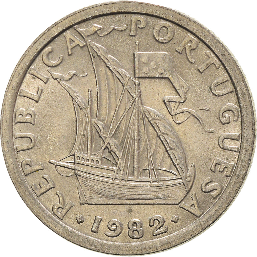Coin, Portugal, 2-1/2 Escudos, 1982, AU(50-53), Copper-nickel, KM:590