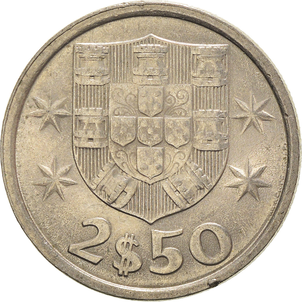Coin, Portugal, 2-1/2 Escudos, 1982, AU(50-53), Copper-nickel, KM:590