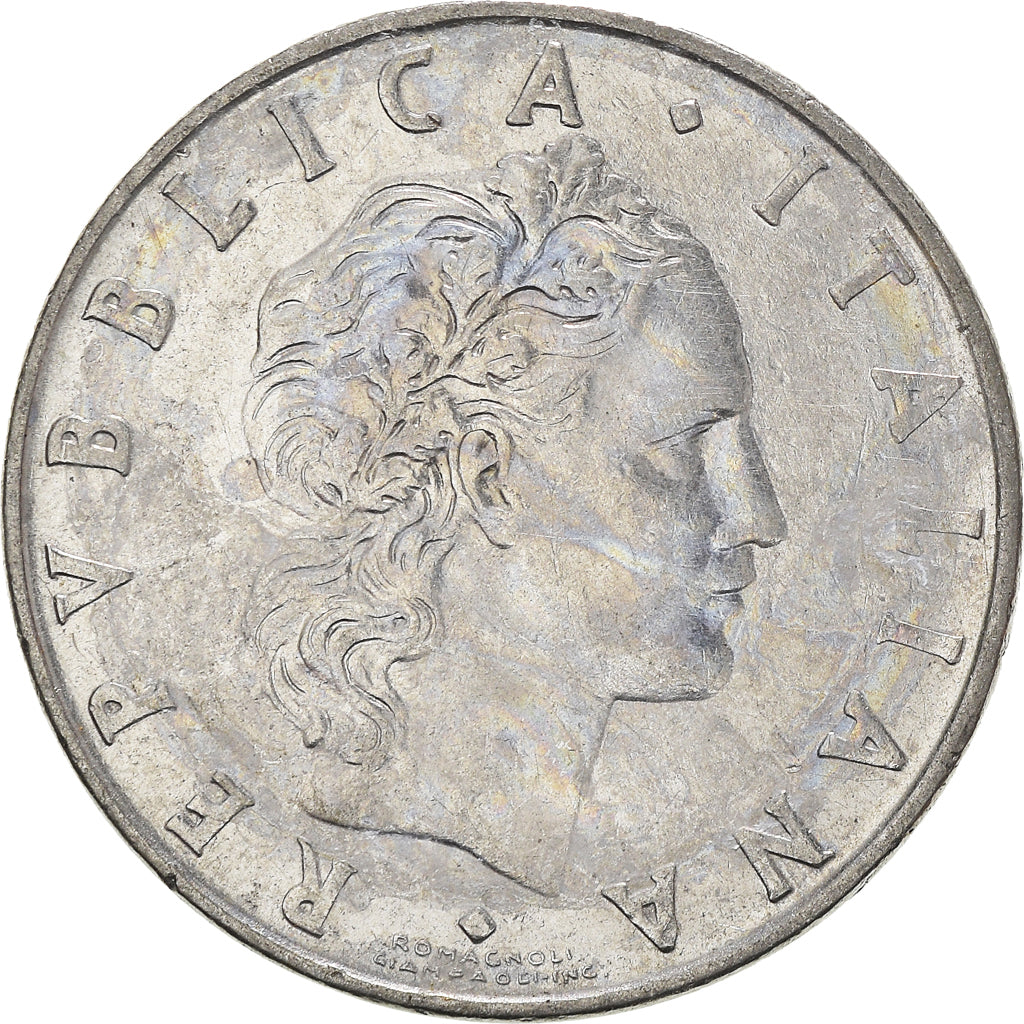 Coin, Italy, 50 Lire, 1971, Rome, EF(40-45), Stainless Steel, KM:95.1