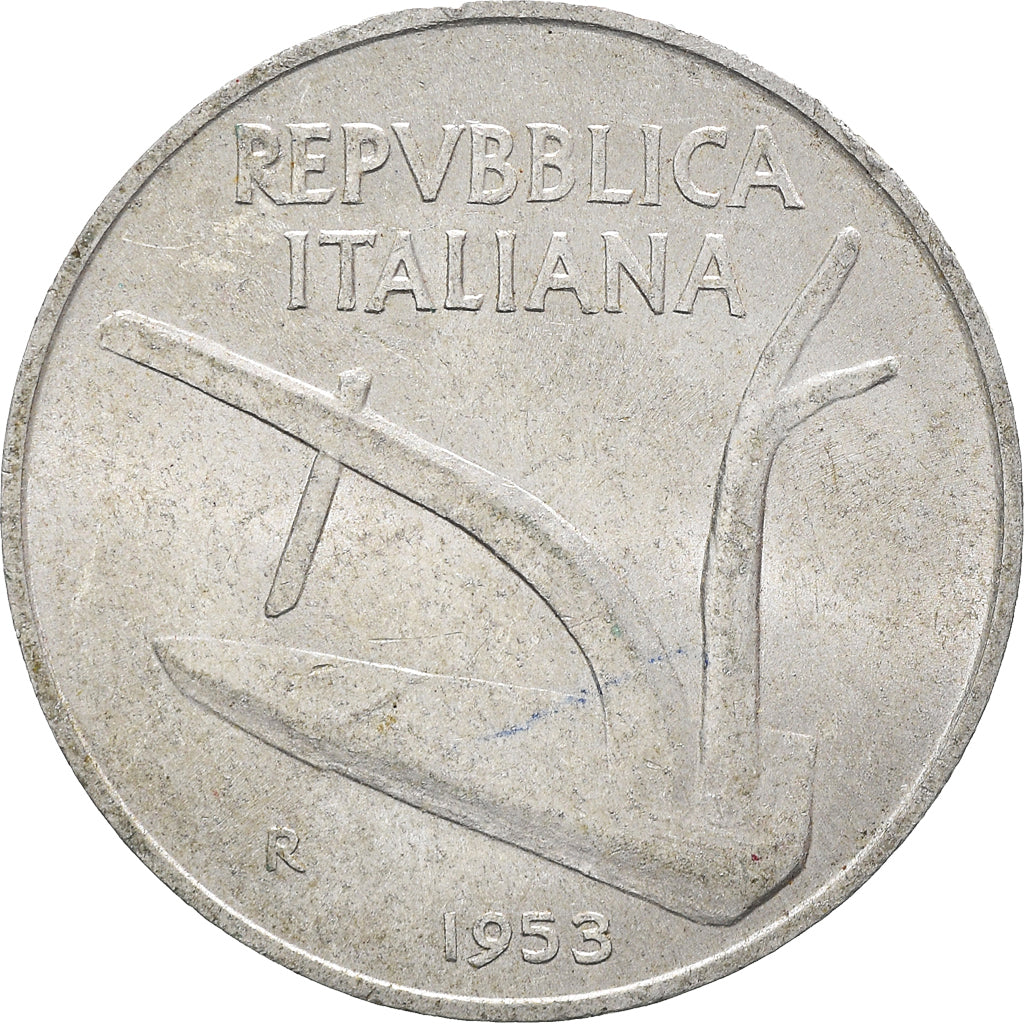 Coin, Italy, 10 Lire, 1953, Rome, AU(50-53), Aluminum, KM:93