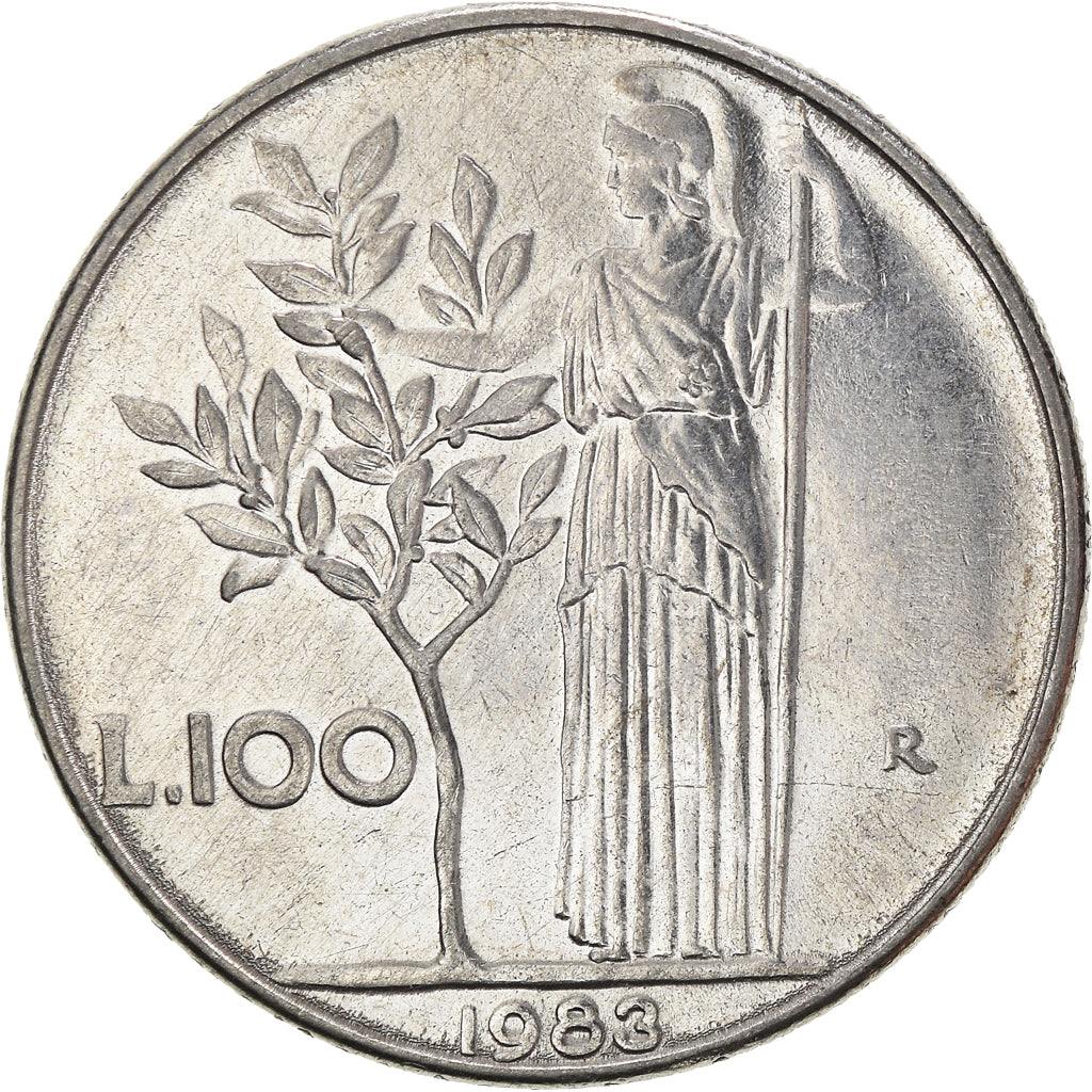 Coin, Italy, 100 Lire, 1983, Rome, AU(50-53), Stainless Steel, KM:96.1