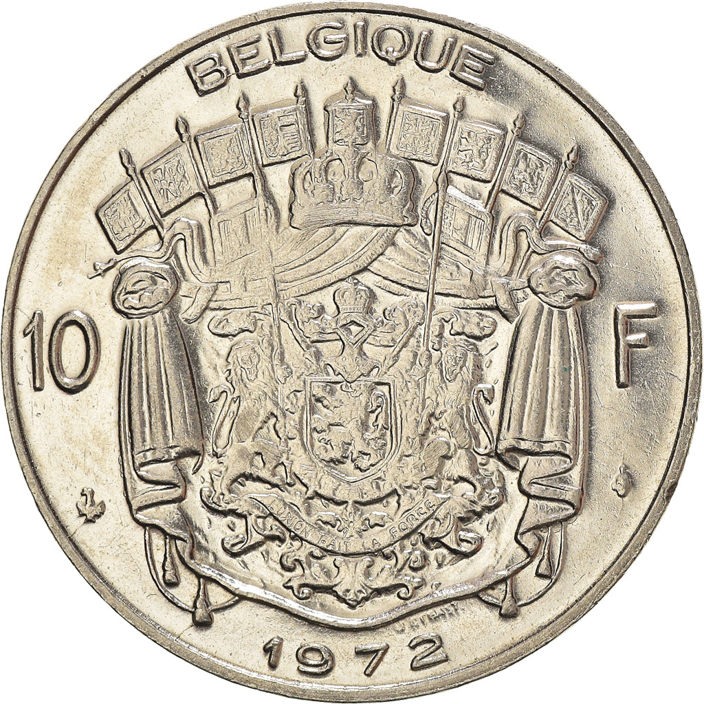 Coin, Belgium, 10 Francs, 10 Frank, 1972, Brussels, AU(55-58), Nickel, KM:155.1