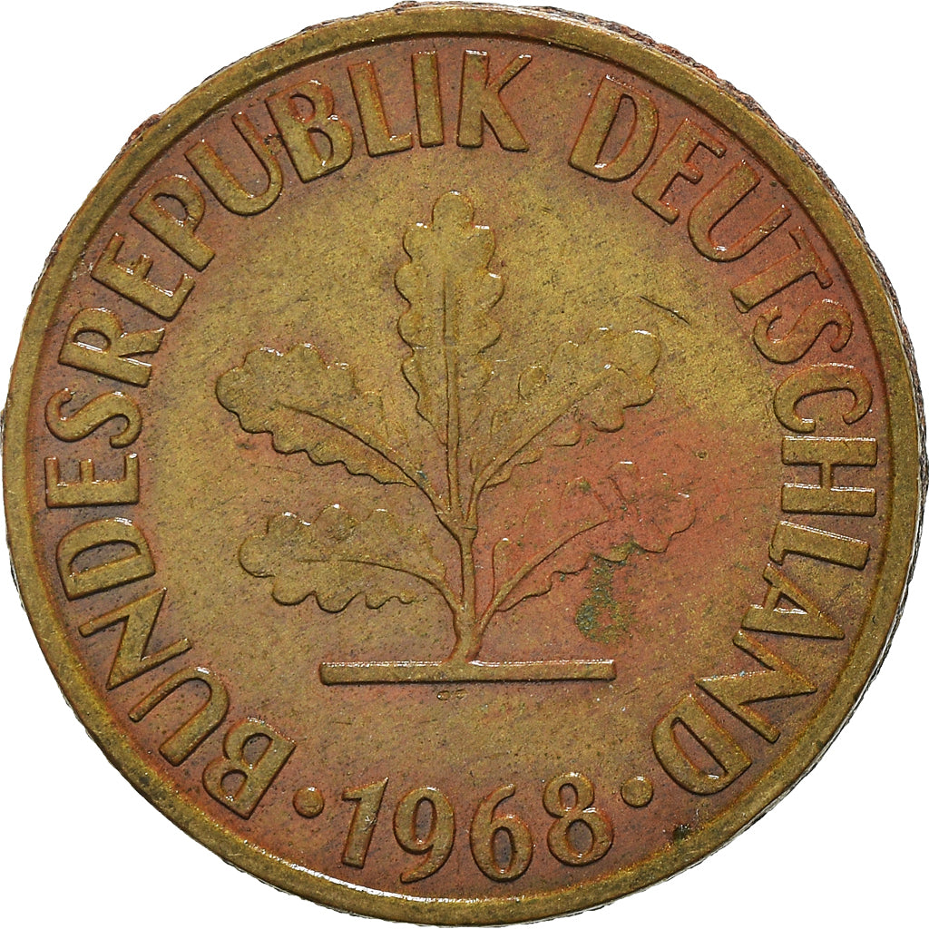 Münze, Bundesrepublik Deutschland, 10 Pfennig, 1968, Munich, SS, Brass Clad