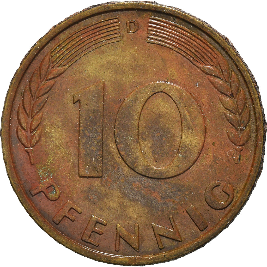 Münze, Bundesrepublik Deutschland, 10 Pfennig, 1968, Munich, SS, Brass Clad