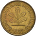 Coin, GERMANY - FEDERAL REPUBLIC, 5 Pfennig, 1991, Stuttgart, EF(40-45), Brass