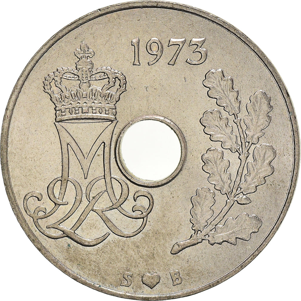 Monnaie, Danemark, Margrethe II, 25 Öre, 1973, Copenhagen, SUP, Cupro-nickel