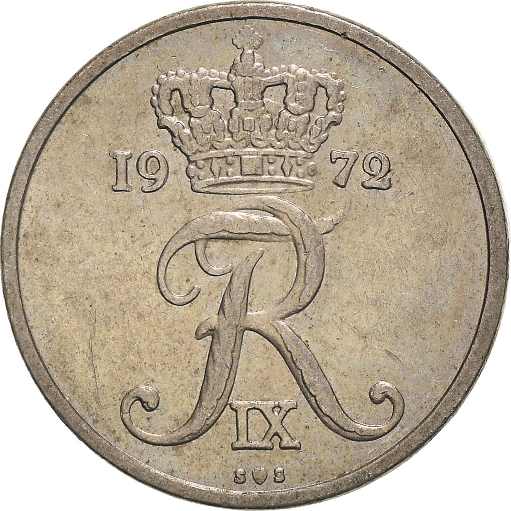 Coin, Denmark, Frederik IX, 10 Öre, 1972, Copenhagen, AU(50-53), Copper-nickel
