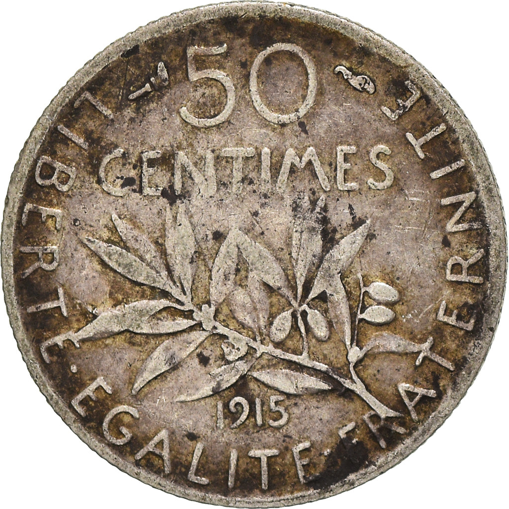 Coin, France, Semeuse, 50 Centimes, 1915, Paris, EF(40-45), Silver, KM:854
