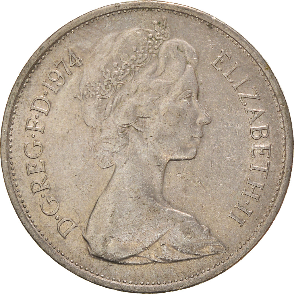 Moneta, Gran Bretagna, Elizabeth II, 10 New Pence, 1974, BB, Rame-nichel, KM:912