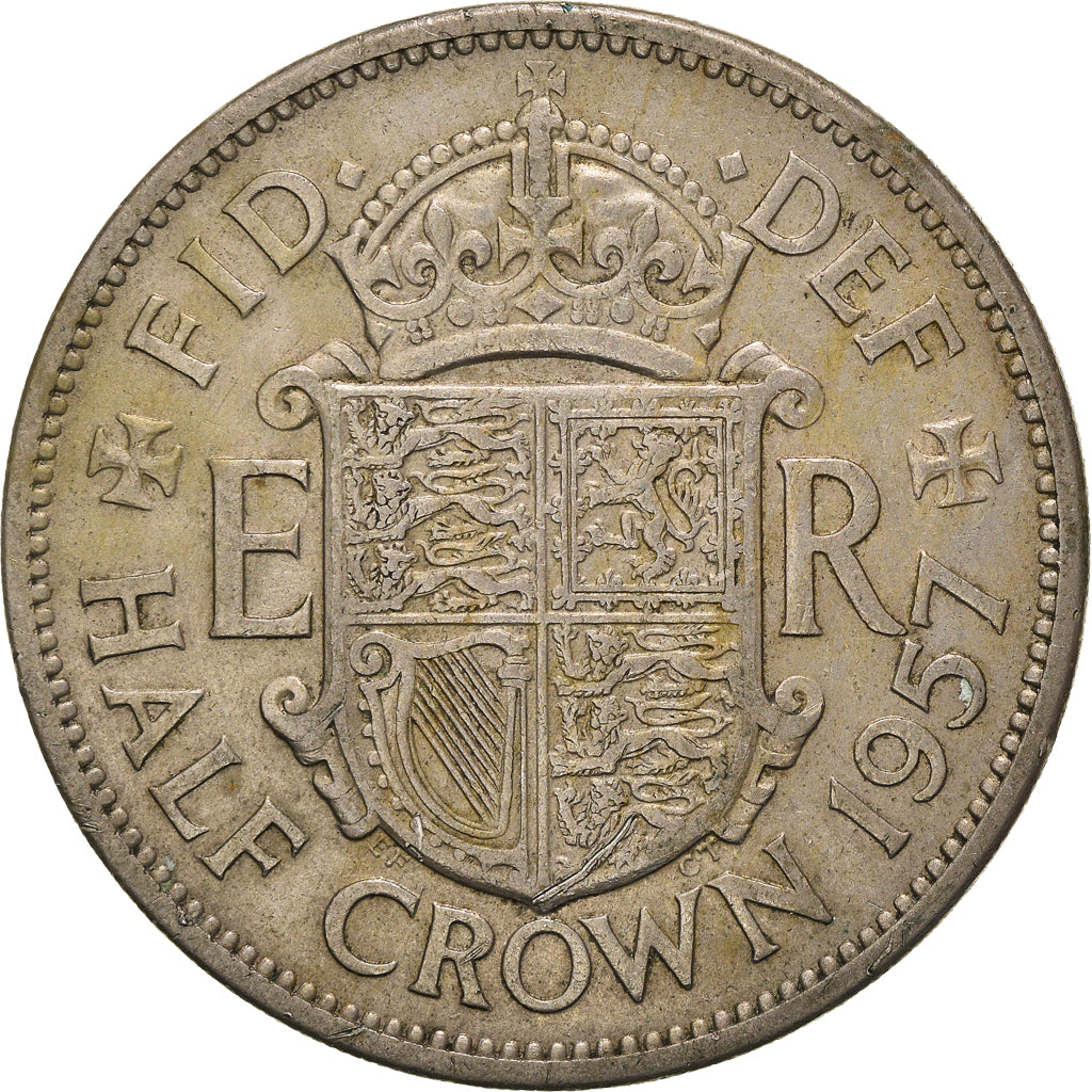 Coin, Great Britain, Elizabeth II, 1/2 Crown, 1957, EF(40-45), Copper-nickel