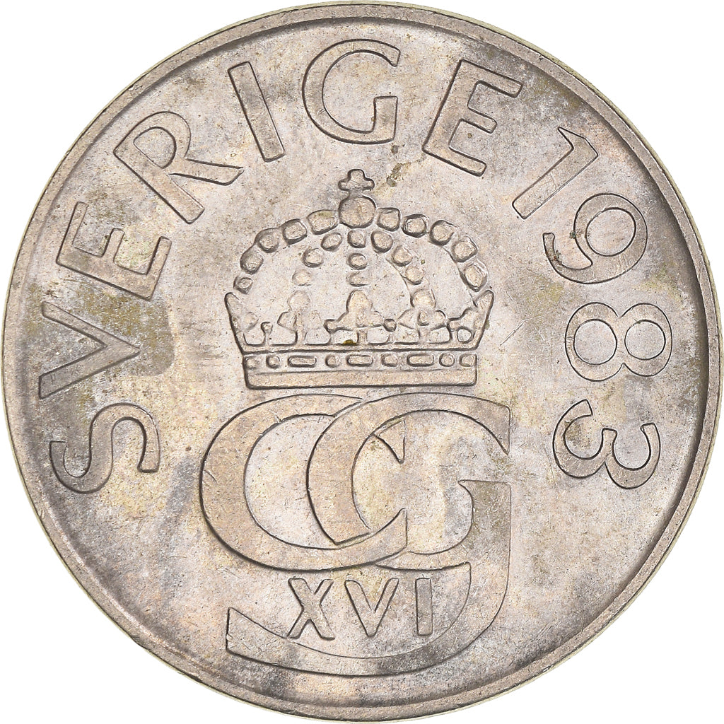 Münze, Schweden, Carl XVI Gustaf, 5 Kronor, 1983, SS+, Kupfer-Nickel, KM:853