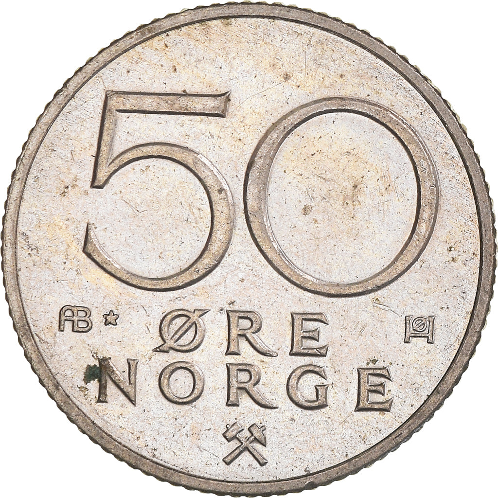Coin, Norway, Olav V, 50 Öre, 1980, AU(50-53), Copper-nickel, KM:418