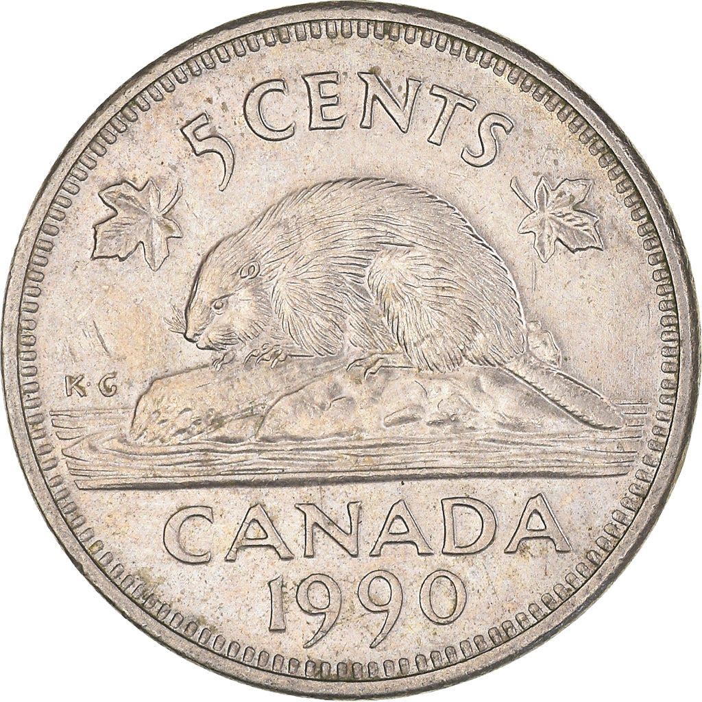 Coin, Canada, Elizabeth II, 5 Cents, 1990, Royal Canadian Mint, Ottawa