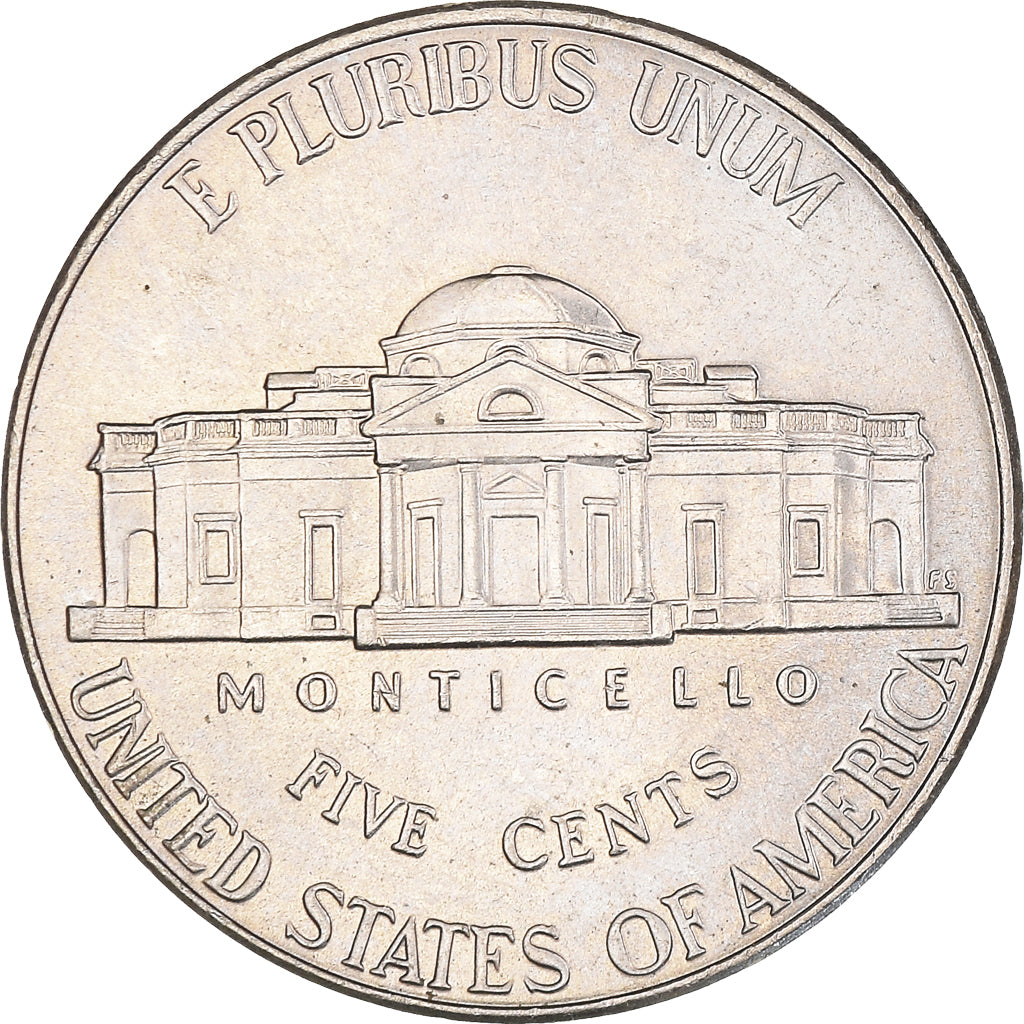 Coin, United States, Jefferson large facing portrait - Enhanced Monticello