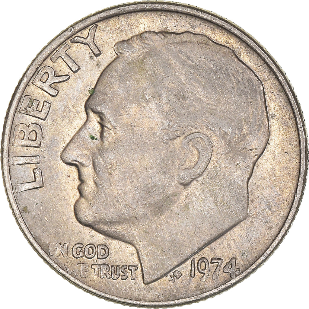Coin, United States, Roosevelt Dime, Dime, 1974, U.S. Mint, Philadelphia