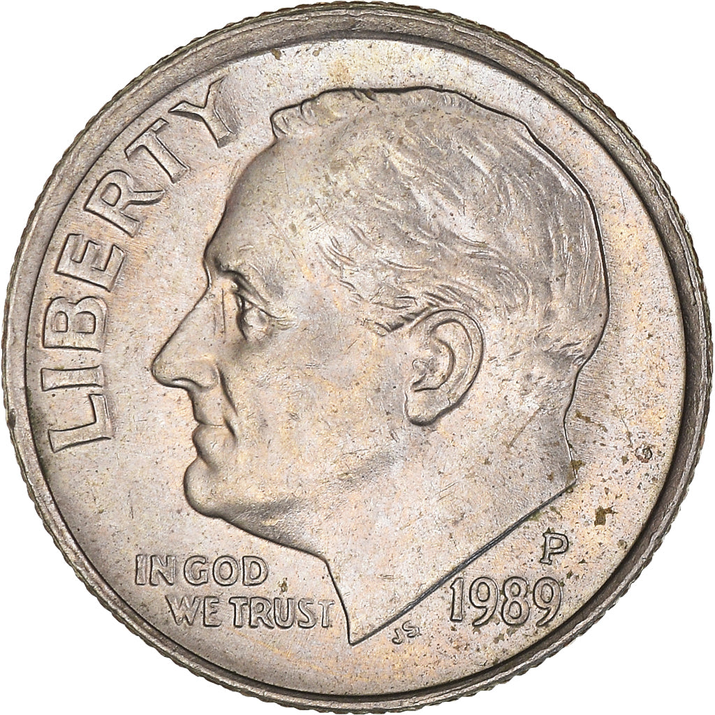 Coin, United States, Roosevelt Dime, Dime, 1989, U.S. Mint, Philadelphia