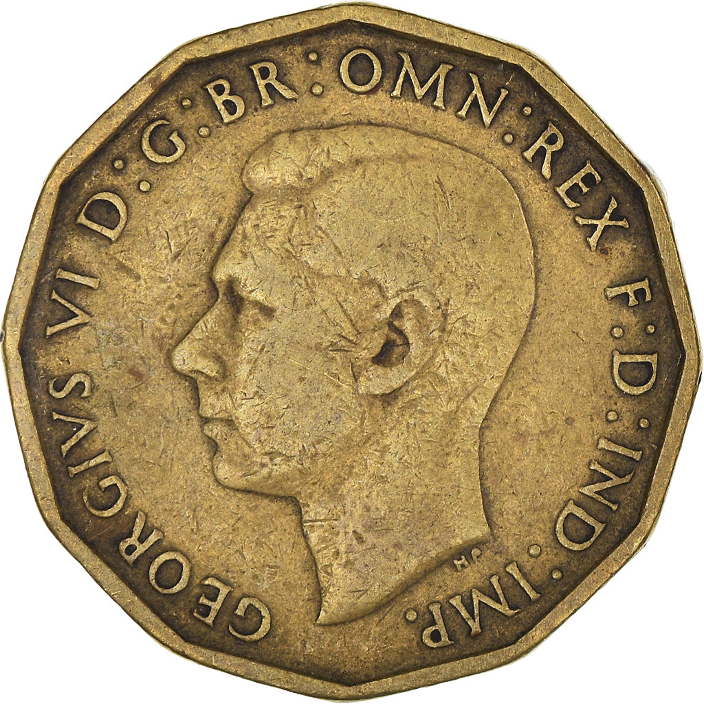 Munten, Groot Bretagne, George VI, 3 Pence, 1942, FR+, Nickel-brass, KM:849