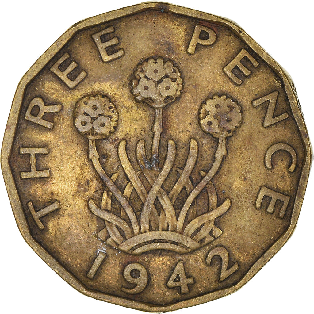Munten, Groot Bretagne, George VI, 3 Pence, 1942, FR+, Nickel-brass, KM:849