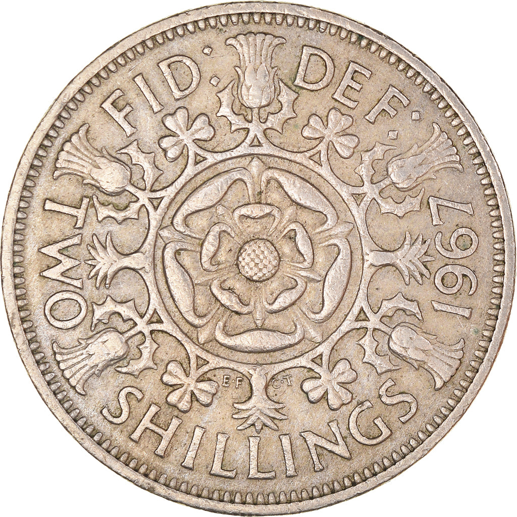 Coin, Great Britain, Elizabeth II, Florin, Two Shillings, 1967, EF(40-45)