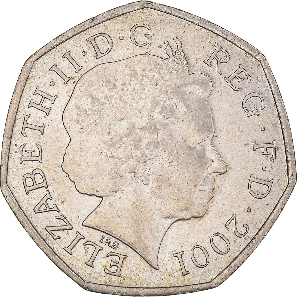 Coin, Great Britain, Elizabeth II, 50 Pence, 2001, AU(50-53), Copper-nickel