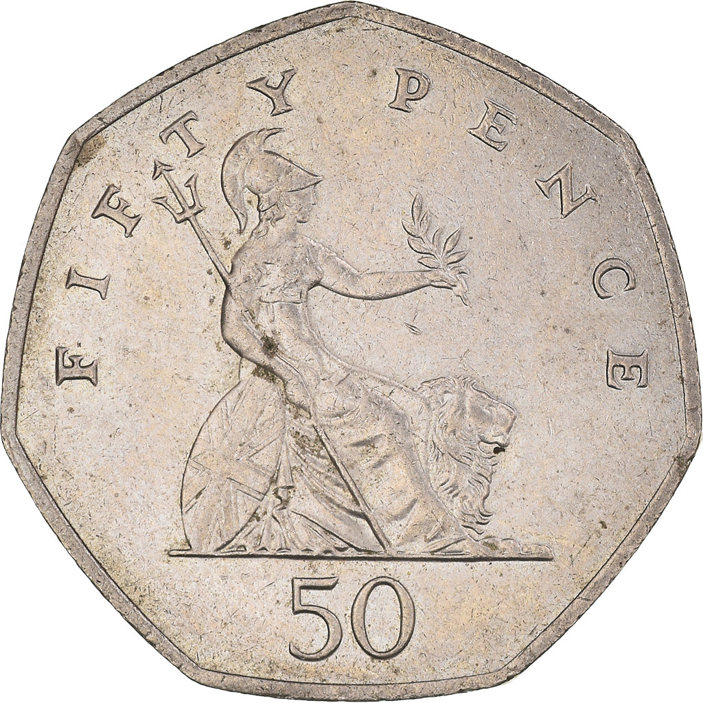 Coin, Great Britain, Elizabeth II, 50 Pence, 2001, AU(50-53), Copper-nickel