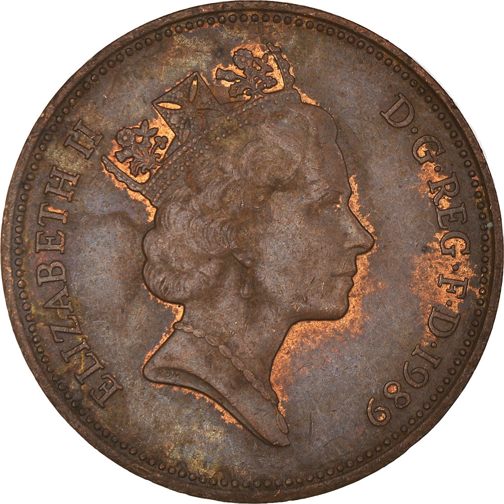 Moneta, Wielka Brytania, Elizabeth II, 2 Pence, 1989, AU(50-53), Brązowy