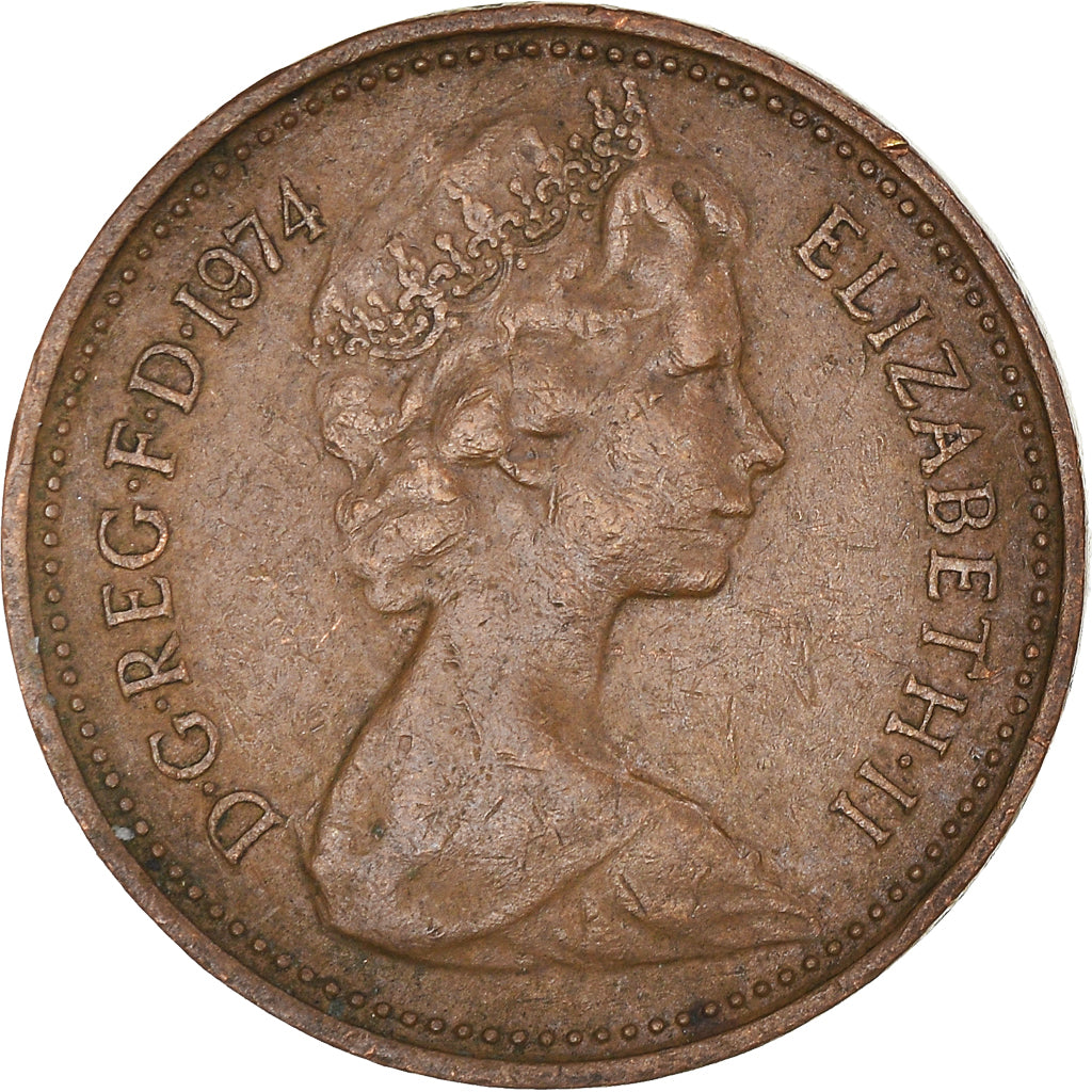 Coin, Great Britain, Elizabeth II, New Penny, 1974, EF(40-45), Bronze, KM:915
