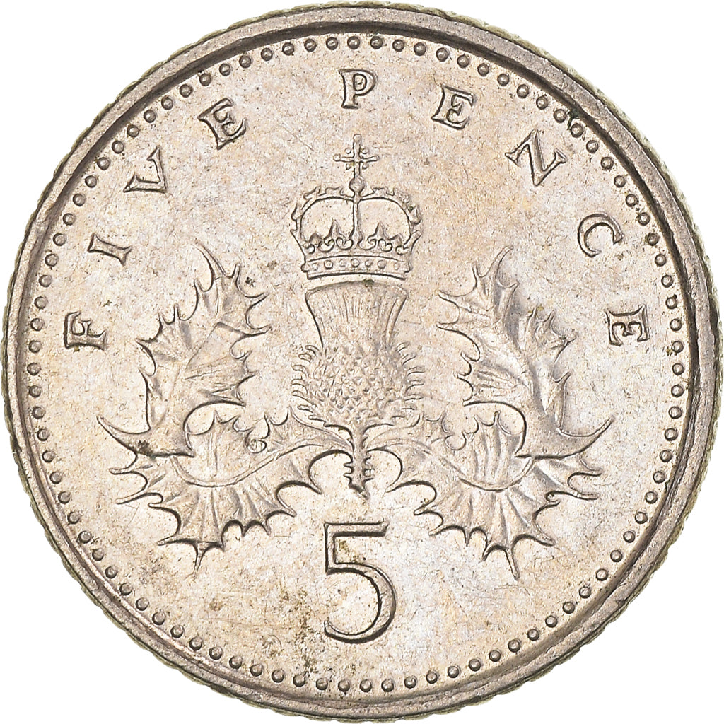 Coin, Great Britain, Elizabeth II, 5 Pence, 2000, AU(50-53), Copper-nickel