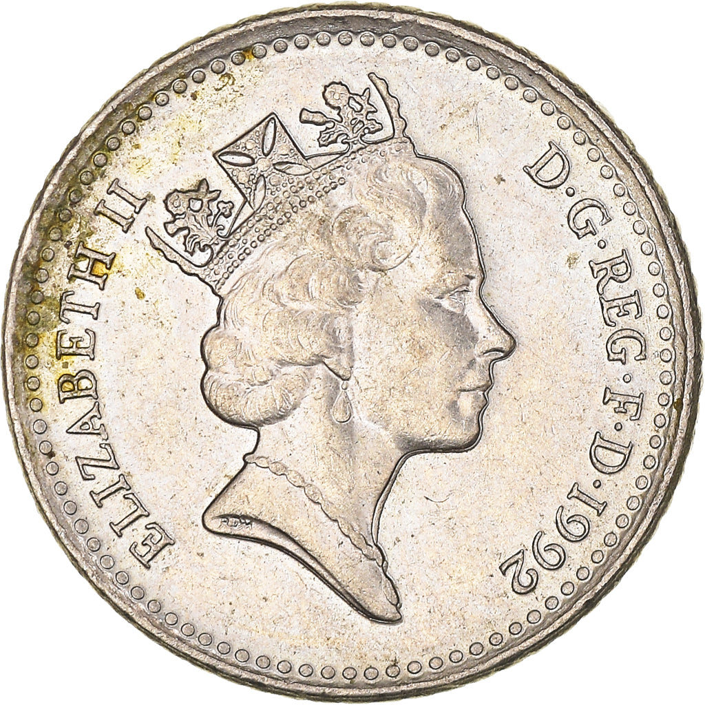 Coin, Great Britain, Elizabeth II, 5 Pence, 1992, AU(55-58), Copper-nickel