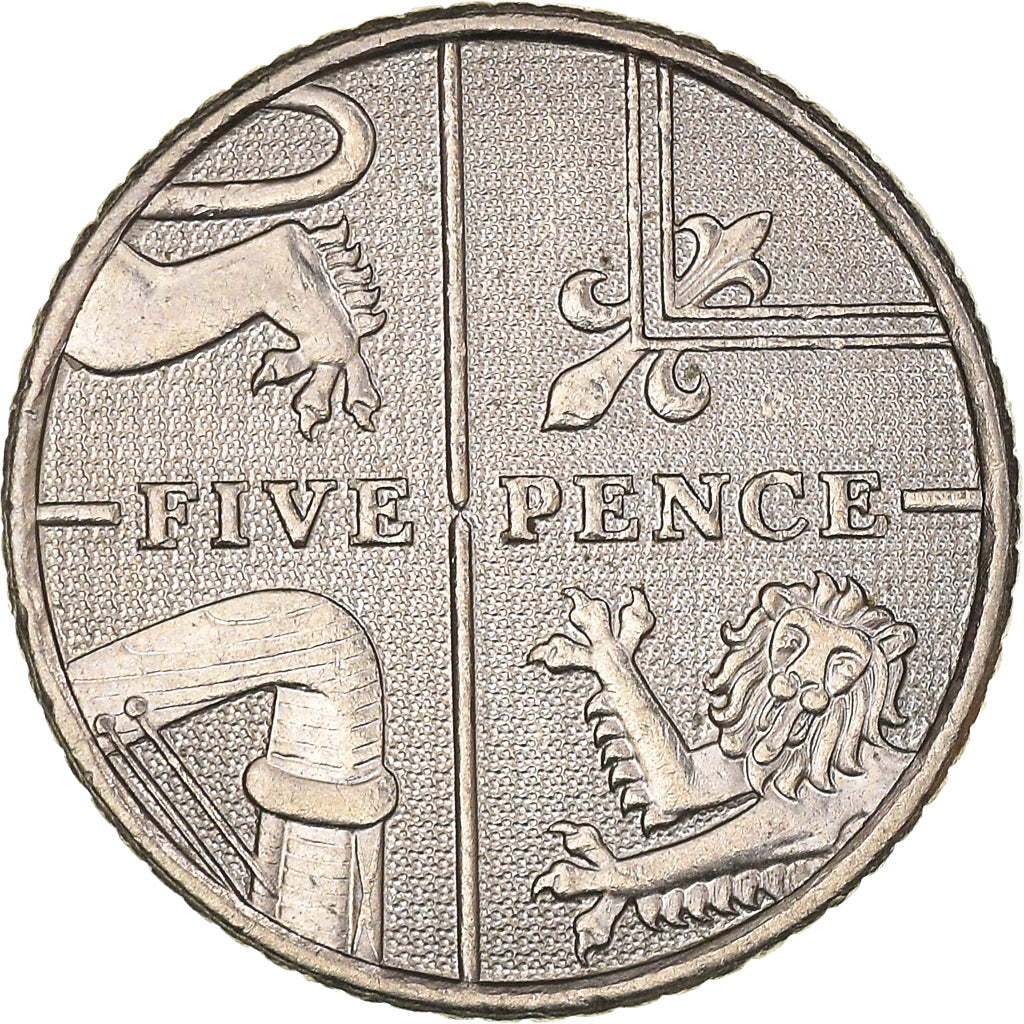 Coin, Great Britain, Elizabeth II, 5 Pence, 2008, AU(55-58), Copper-nickel