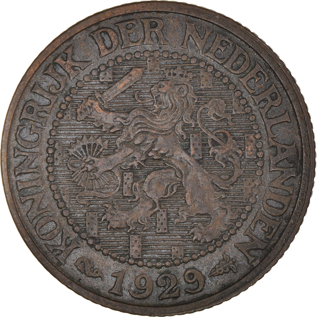 Coin, Netherlands, Wilhelmina I, 2-1/2 Cent, 1929, AU(50-53), Bronze, KM:150