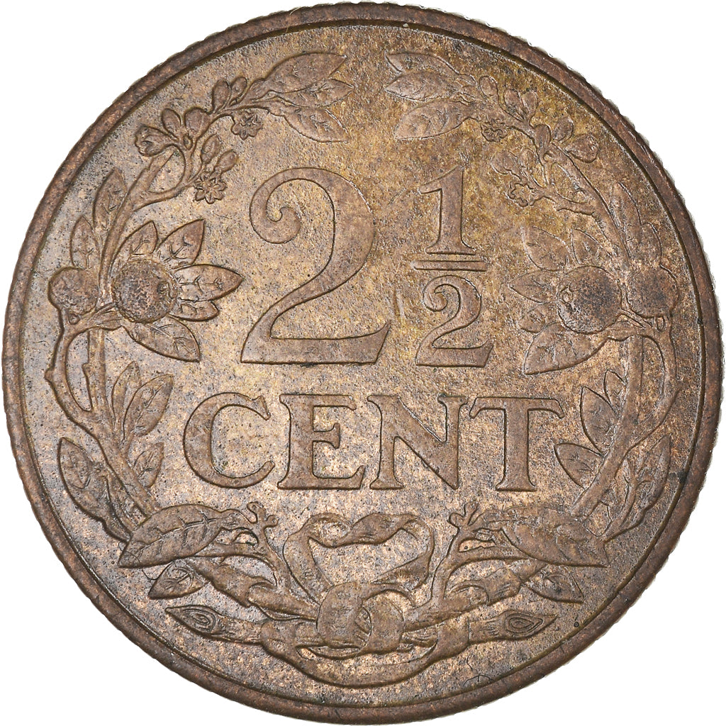 Coin, Netherlands, Wilhelmina I, 2-1/2 Cent, 1941, AU(50-53), Bronze, KM:150