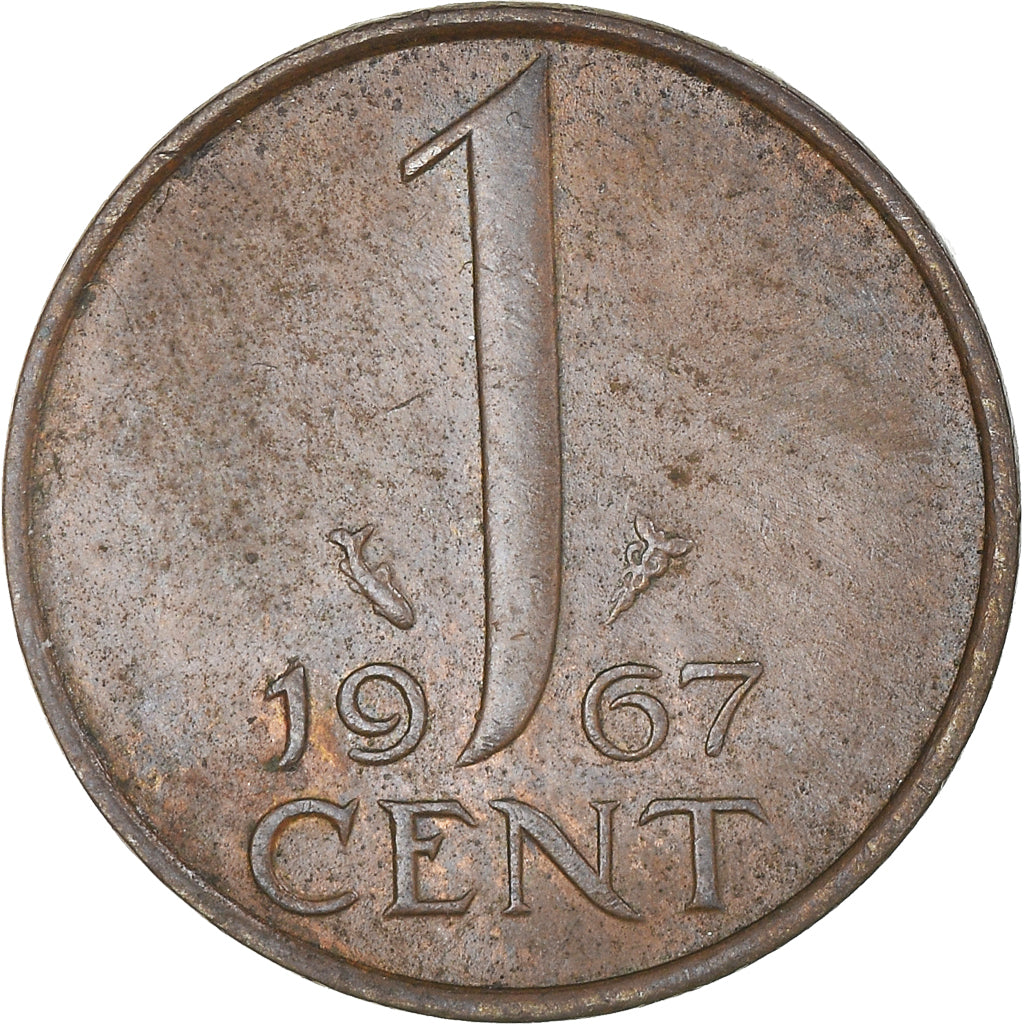 Coin, Netherlands, Juliana, Cent, 1967, AU(50-53), Bronze, KM:180