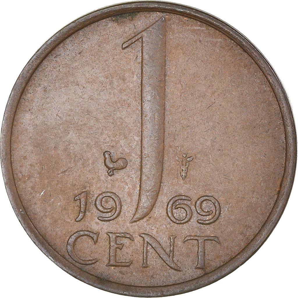 Coin, Netherlands, Juliana, Cent, 1969, AU(55-58), Bronze, KM:180