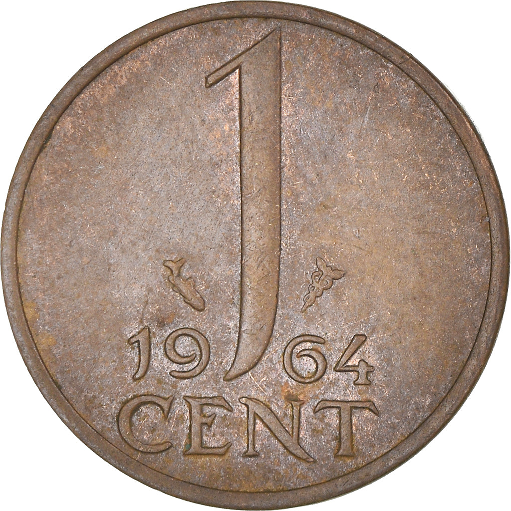 Coin, Netherlands, Juliana, Cent, 1964, AU(50-53), Bronze, KM:180