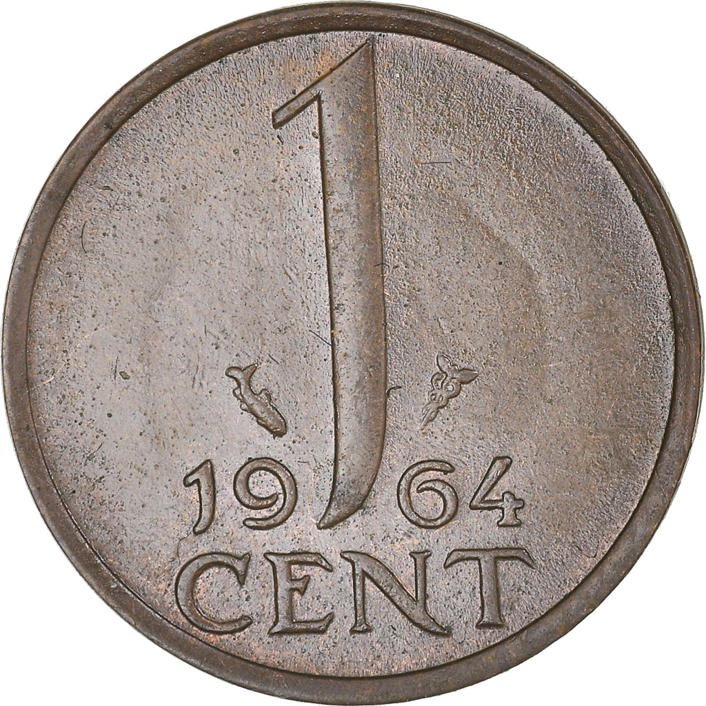 Coin, Netherlands, Juliana, Cent, 1964, AU(55-58), Bronze, KM:180