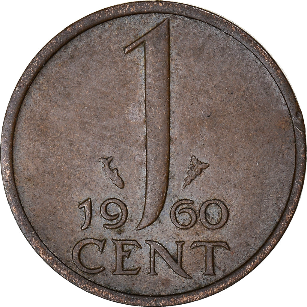 Coin, Netherlands, Juliana, Cent, 1960, AU(50-53), Bronze, KM:180