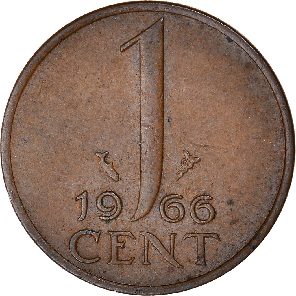 Coin, Netherlands, Juliana, Cent, 1966, EF(40-45), Bronze, KM:180