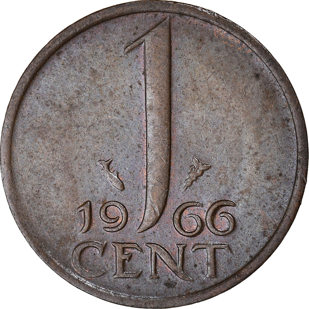 Coin, Netherlands, Juliana, Cent, 1966, AU(55-58), Bronze, KM:180