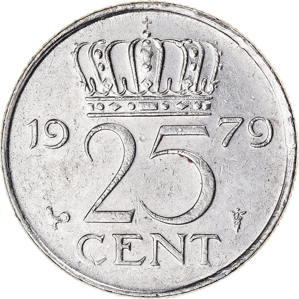 Coin, Netherlands, Juliana, 25 Cents, 1979, AU(50-53), Nickel, KM:183
